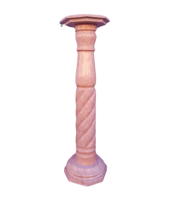 Kroucený růžový mramorový sloup - 102 cm
