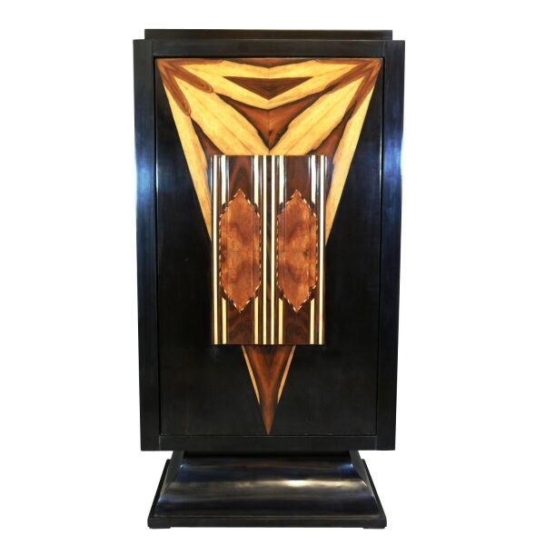 Musta art deco -marquetry bar