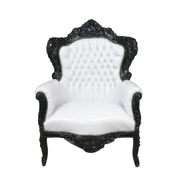 Witte en zwarte barokfauteuil