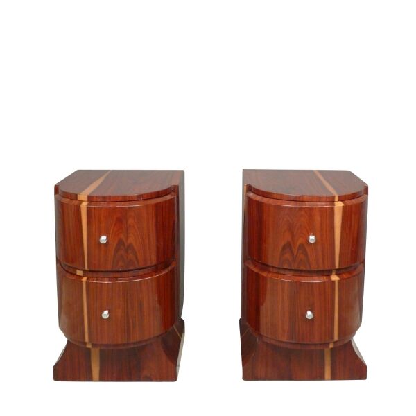 Pair of art deco bedside tables in rosewood