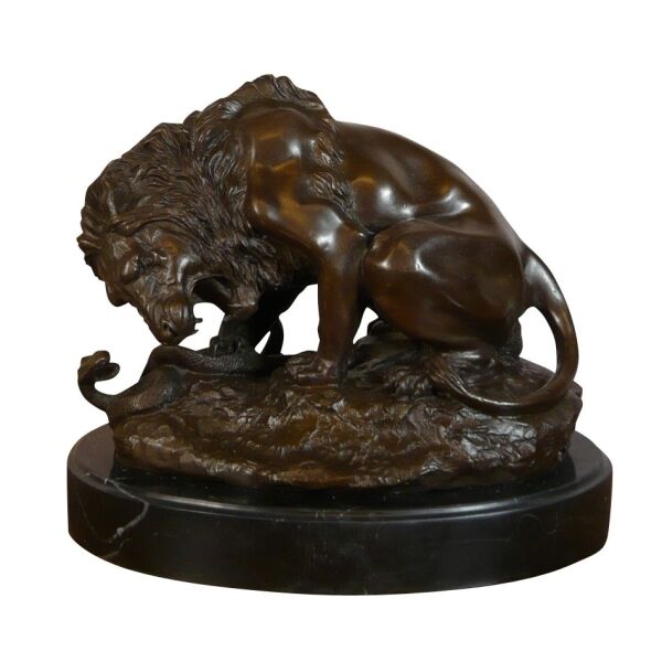 Lion au serpent - Statue bronze - Barye -