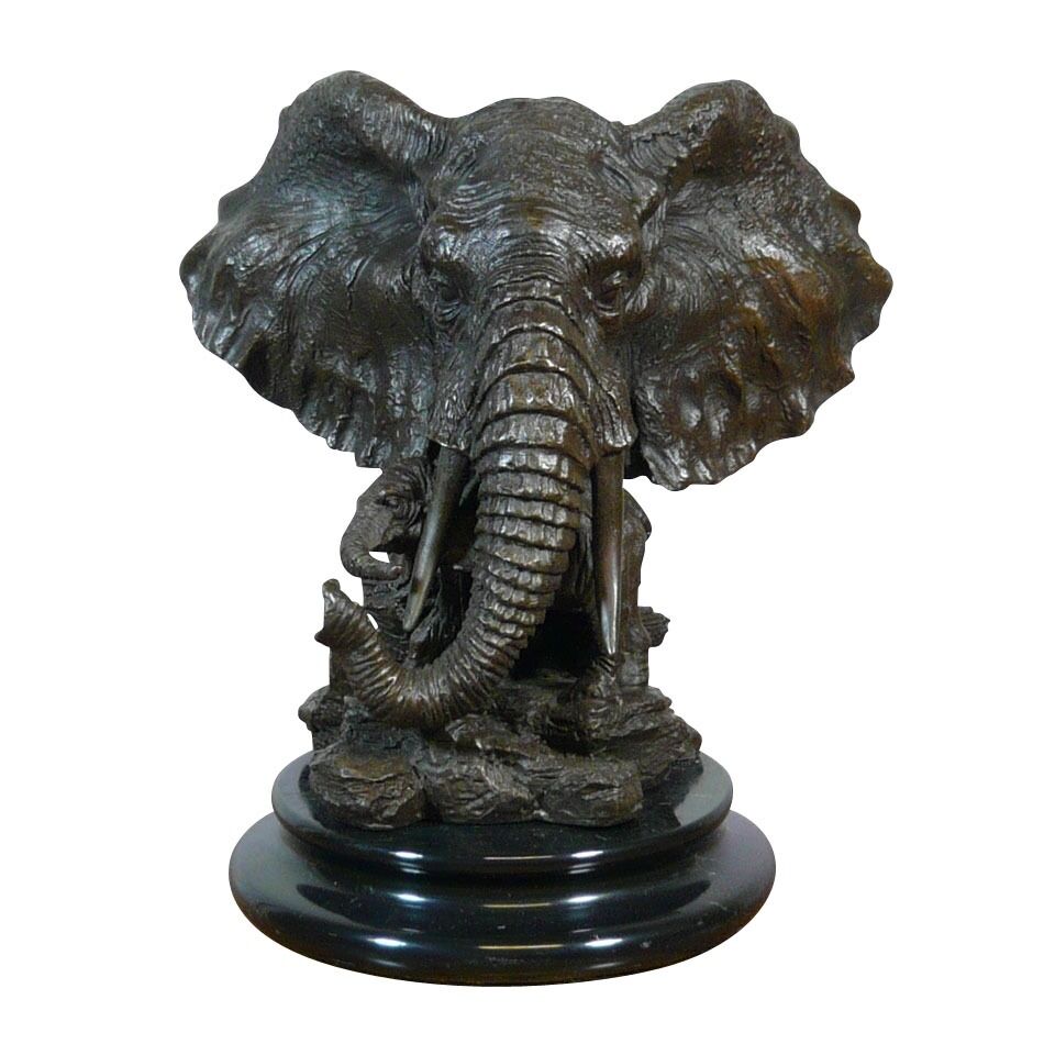 Bronze statue of an Elephant and her bronze baby elephant -