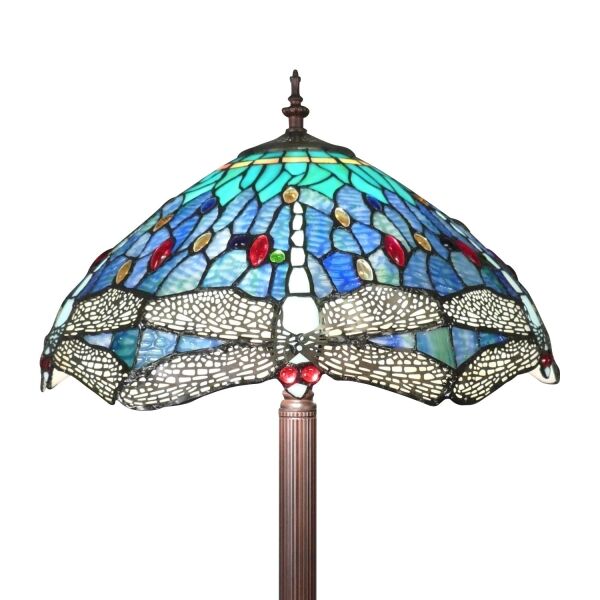 Tiffany állólámpa szitakötő díszítéssel - Art deco világítás -