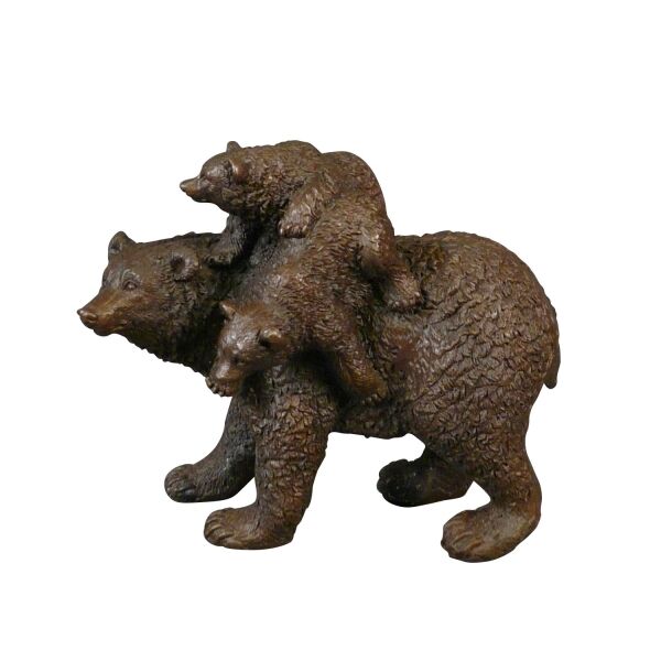 Statua in bronzo - L'orso e i suoi cuccioli - Sculture di animali -