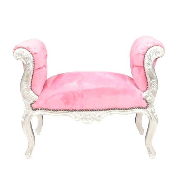 Pink baroque style velvet bench