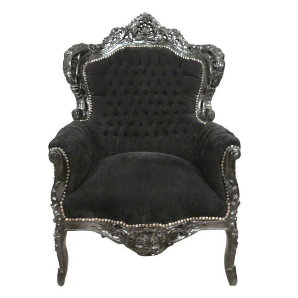 Fauteuil baroque noir, mobilier et chaises baroque. -