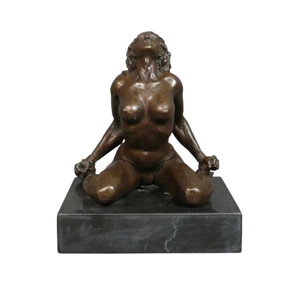 Bronz szobor meztelen nőről - Erotikus art deco bronz -
