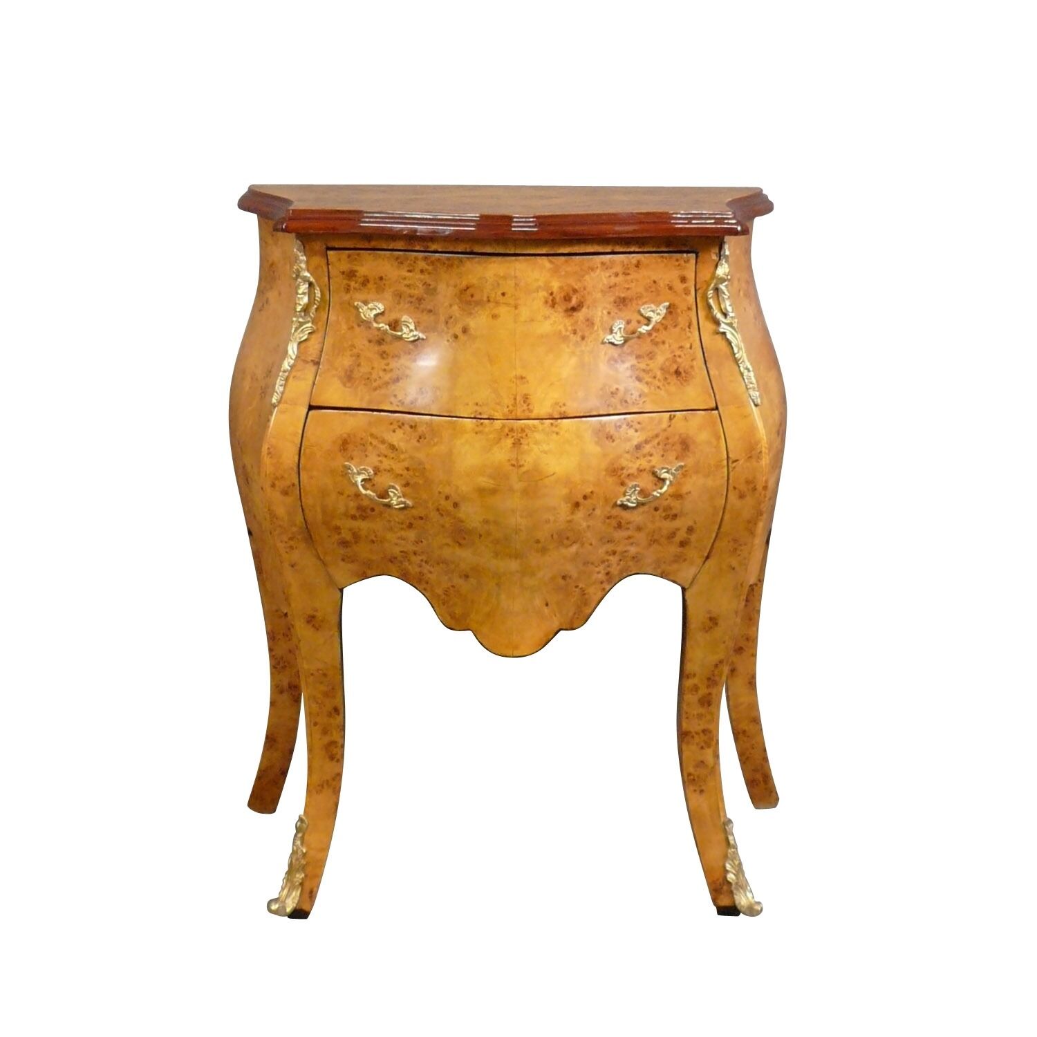Petite commode Louis XV en loupe d'orme, meuble de rangement -
