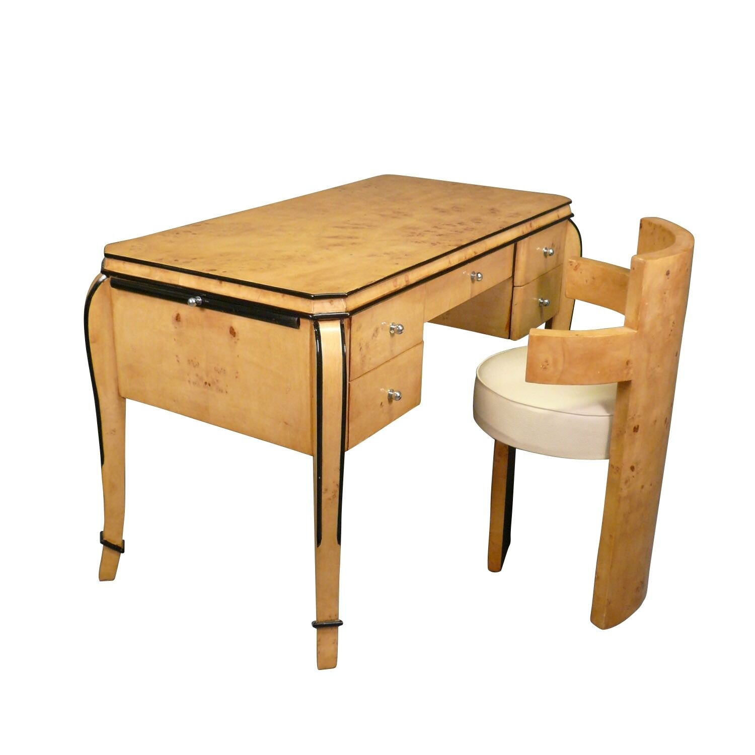 Bureau art déco en loupe d'orme