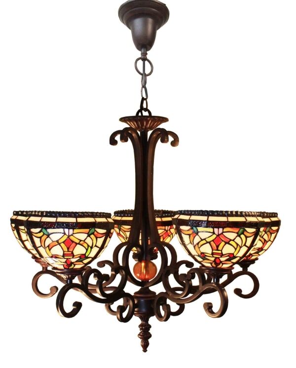 Tiffany chandelier with three lights - Indiana lamp series -