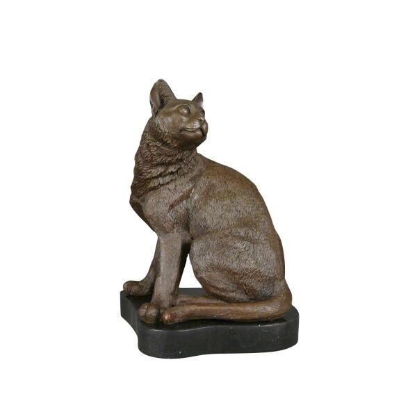 Bronze statue of a sitting cat - Sculpture -