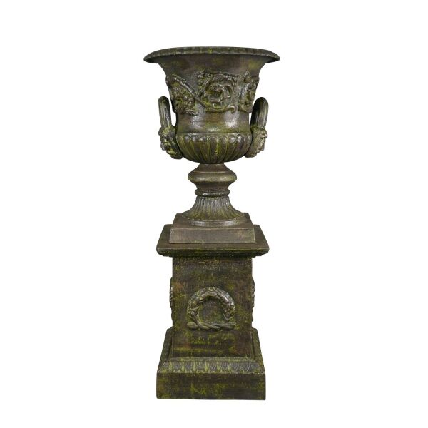 Basin - Cast iron Medici vase with stylish base - H: 69 cm - Medici vases -