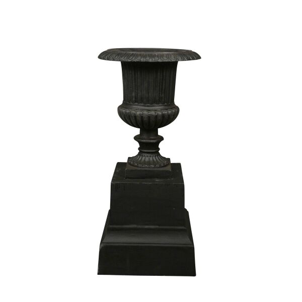 Vase Médicis en fonte sur socle - H: 85 cm -  Vasque Médicis