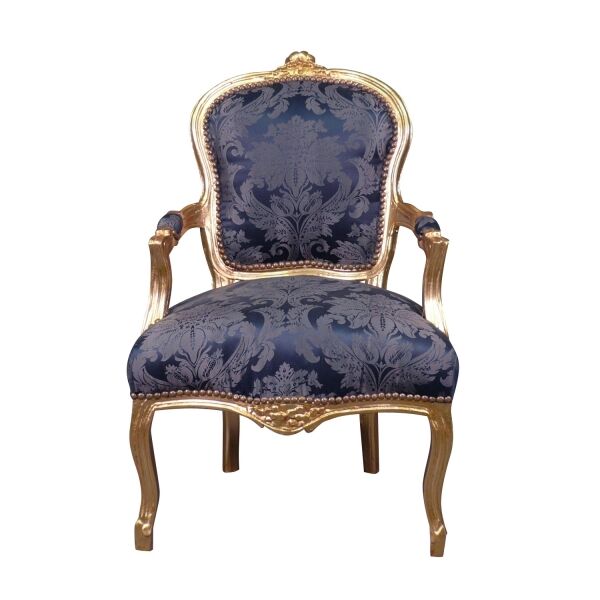 Louis XV royal blue armchair - Louis XV furniture and seats -