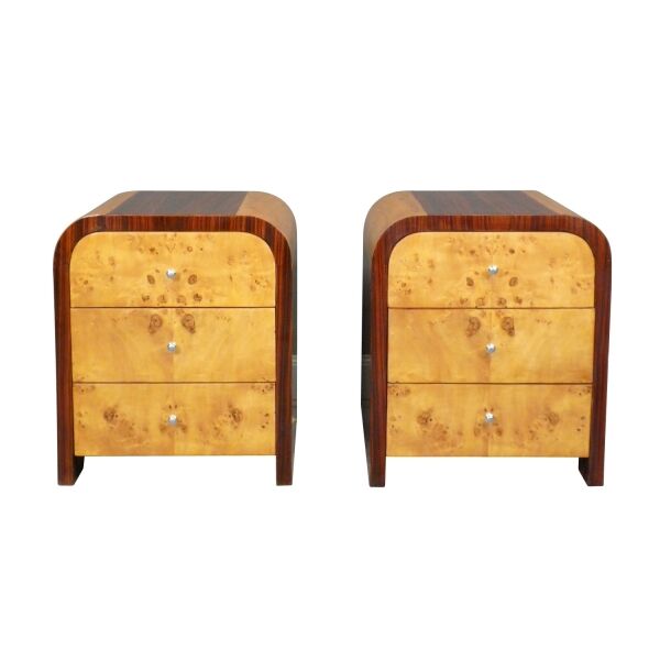 Pair of art deco bedside tables in precious wood - Art deco furniture -