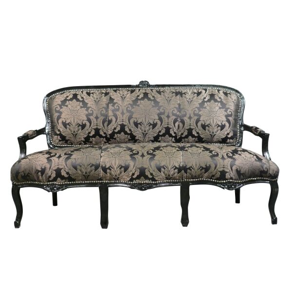 Louis XV black sofa with flowers - Sofa - Classic furniture