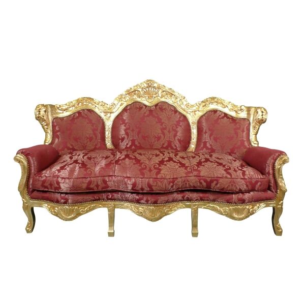 Red baroque sofa and gilded wood - Baroque sofa - Baroque furniture