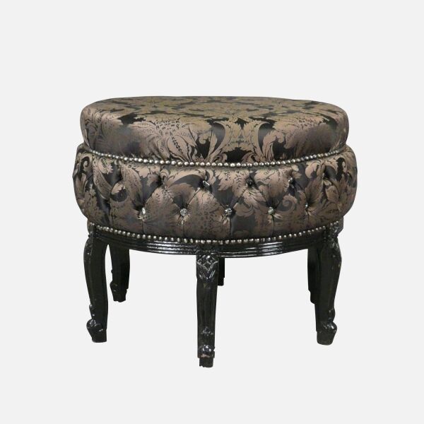 Large black baroque pouf with flowers - Baroque pouf - Baroque furniture -