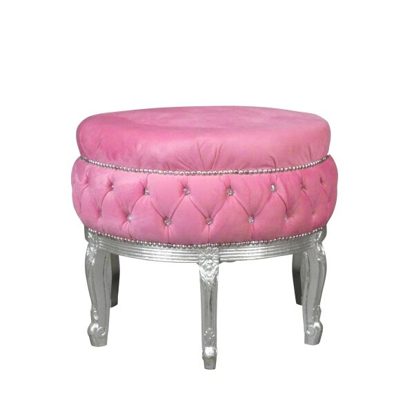 Pink baroque pouf with a padded seat, armchairs and furniture
