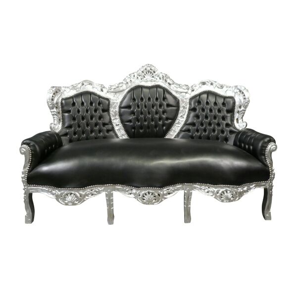 Baroque black sofa and silver wood - Baroque furniture