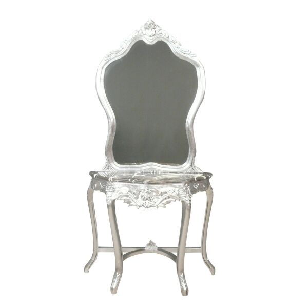 Baroque silver console with its mirror -