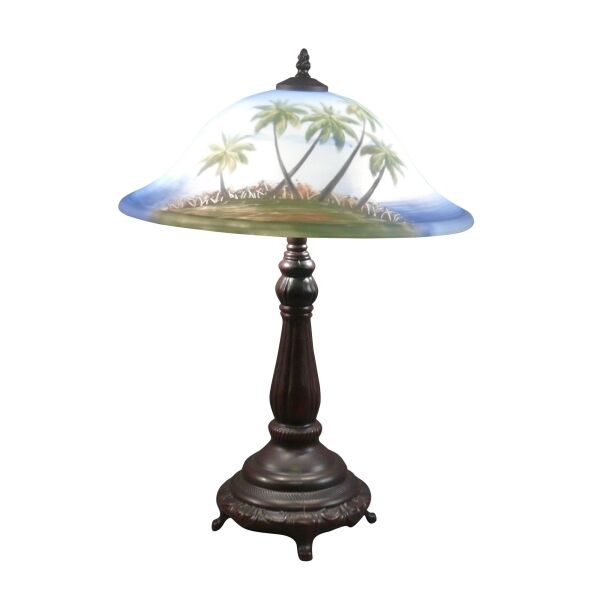 Vintage-Lampe aus bemaltem Glas im Tiffany-Stil