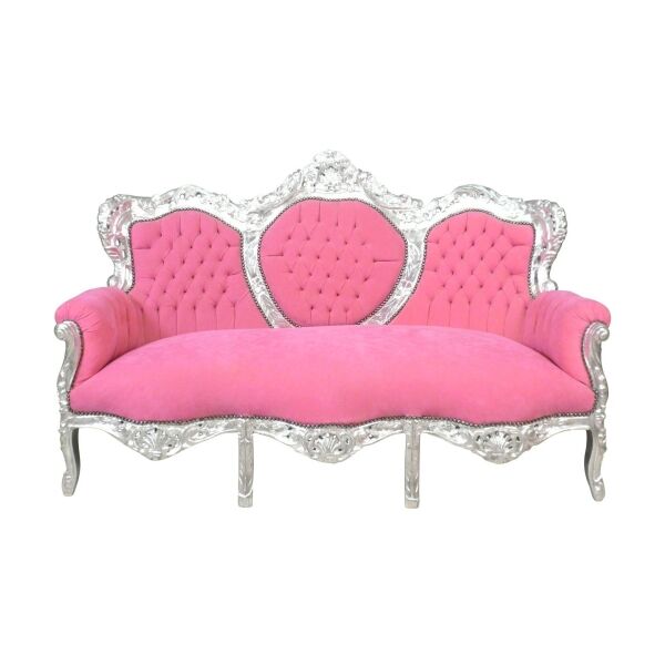 Divano barocco rosa e argento - Mobili barocchi -