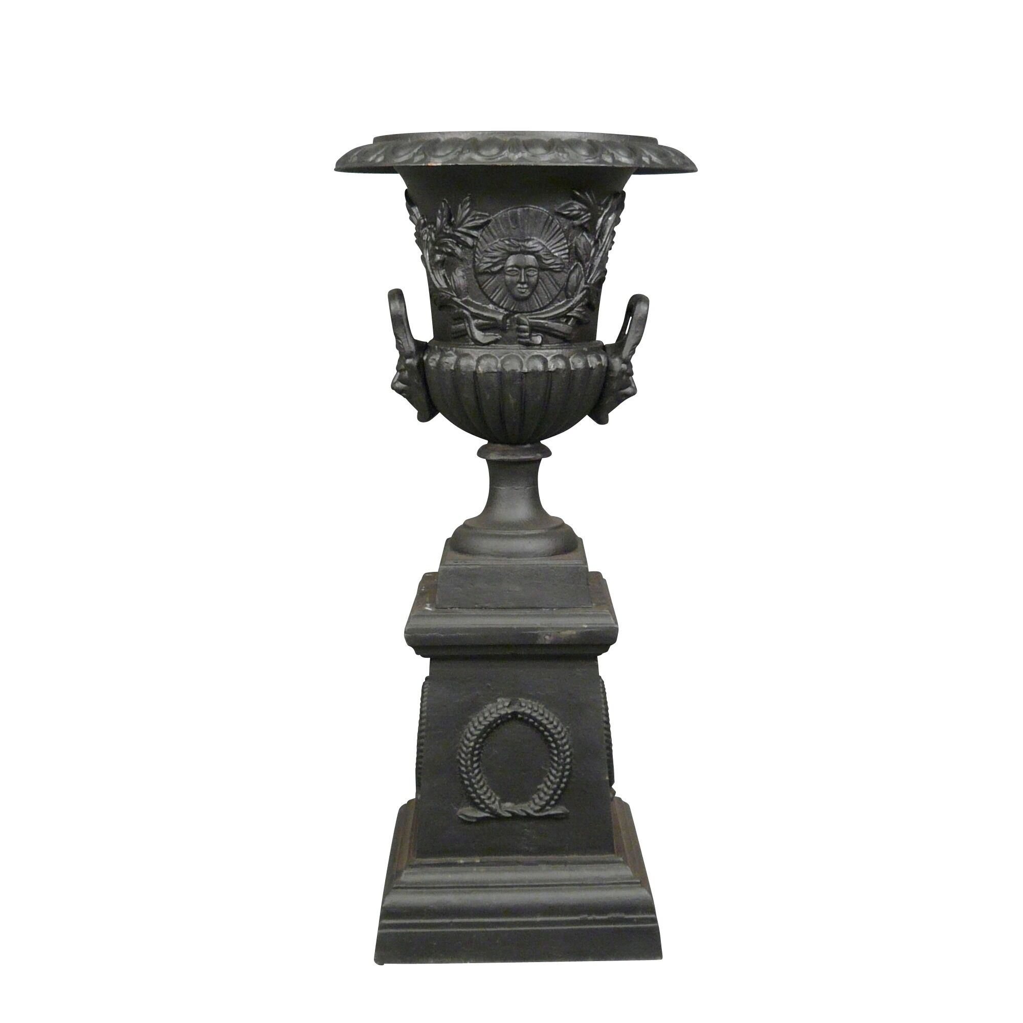 Vaso Medici em ferro fundido preto com base - H: 103 cm - Vasos Medici