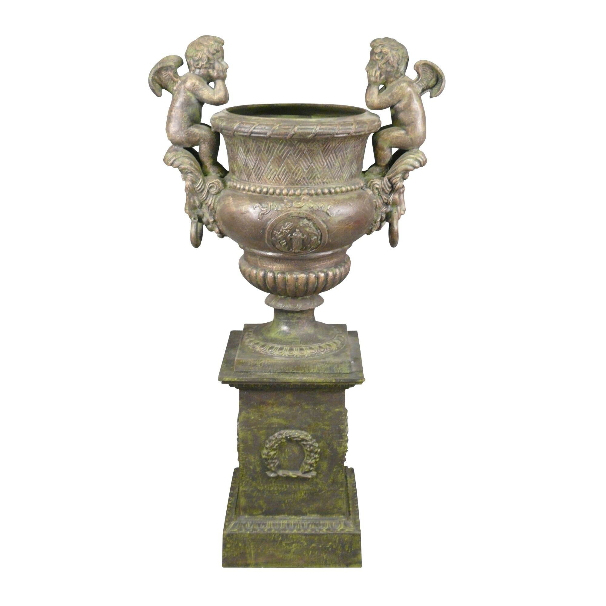 Medici váza 2 kerubtal a talpán - H: 162 CM - Medici váza talppal