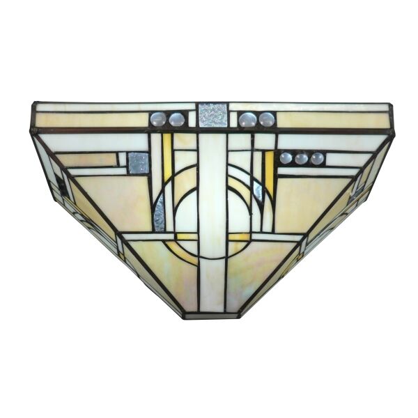 Tiffany art deco -tyylinen seinävalaisin, lasivarjostin, sinkkikehys, 1930-luku
