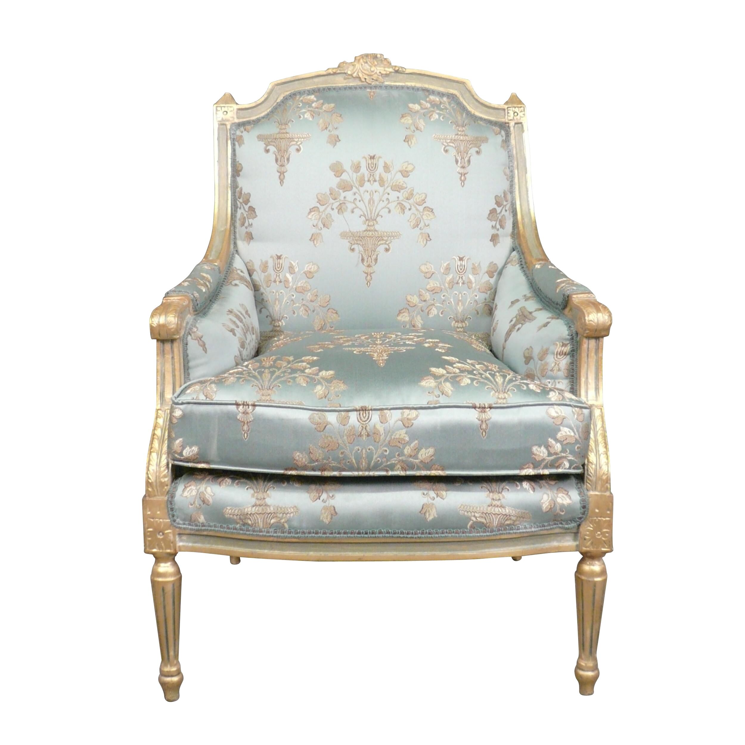 Bergère Louis XVI bleue -  Fauteuil Louis XVI