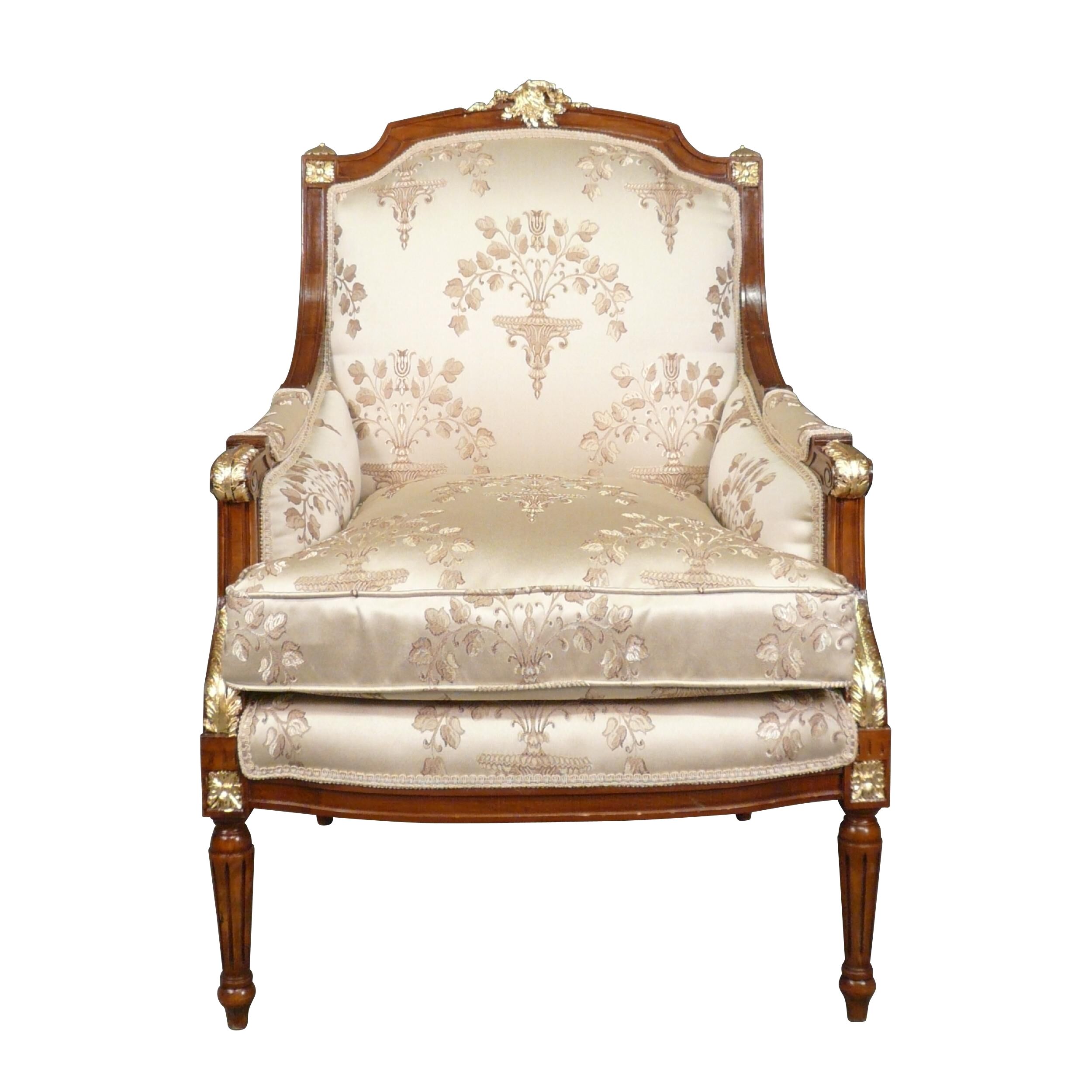 Fauteuil bergère Louis XVI en bois massif -  Fauteuil Louis 16