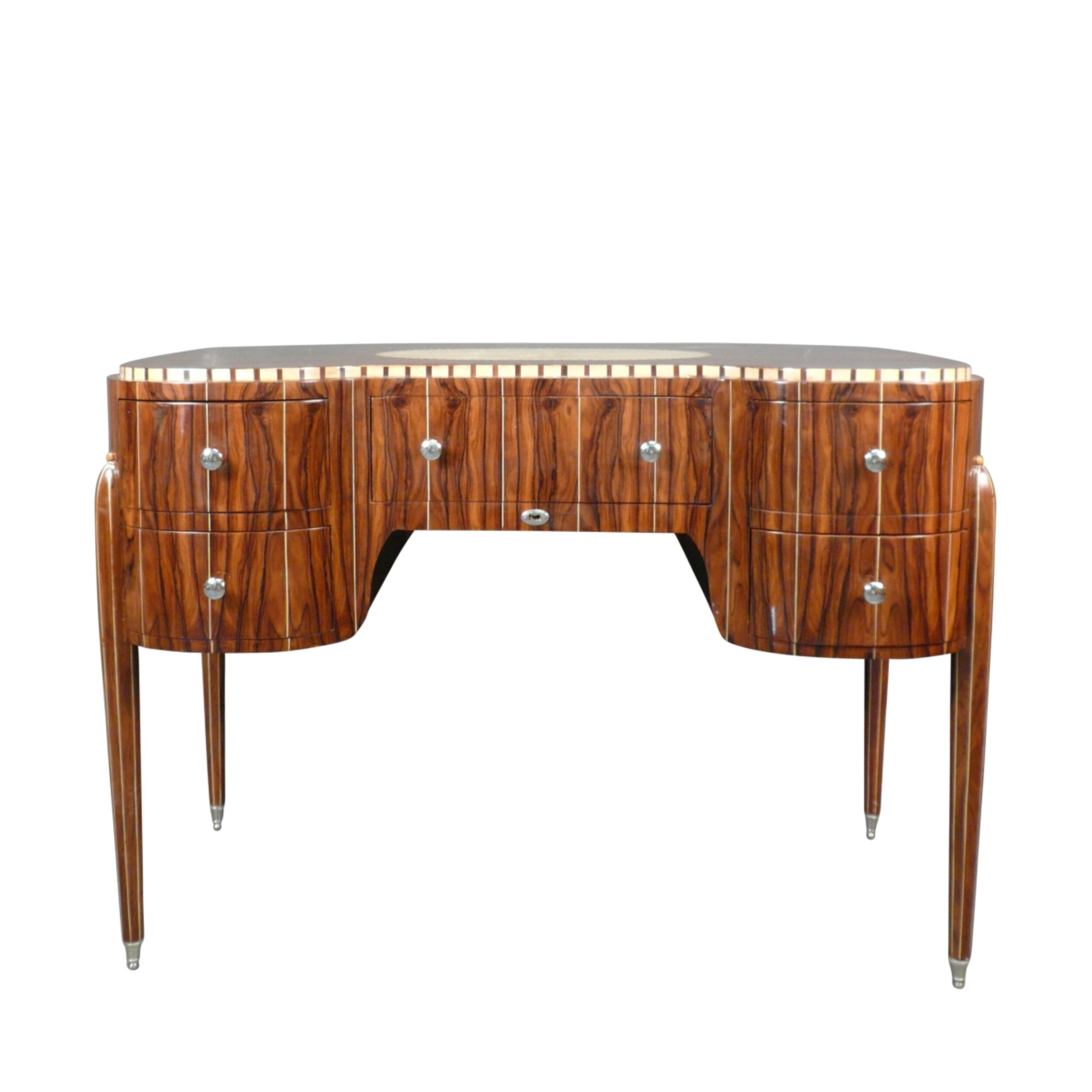 Art deco desk with rosewood top and parchment hand