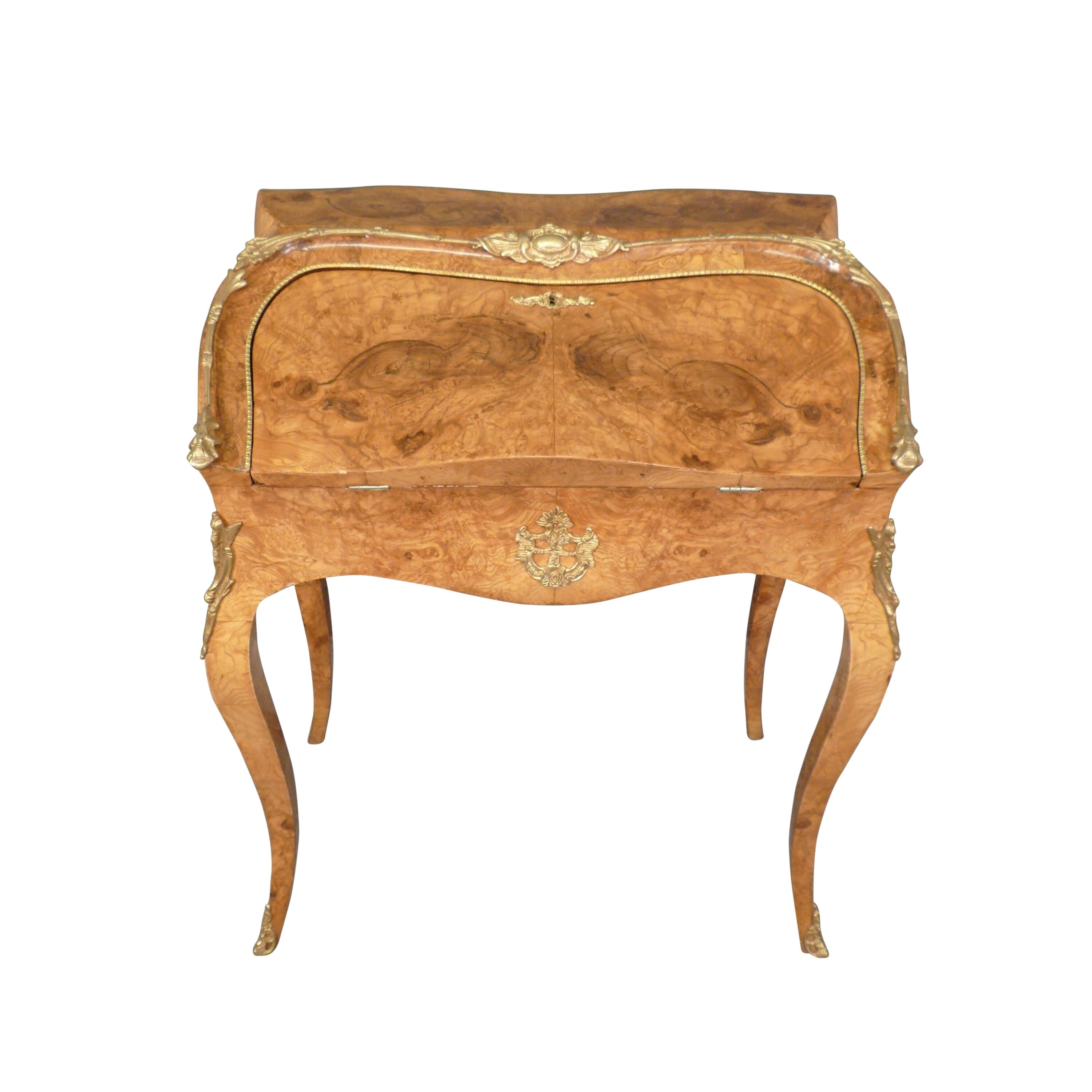 Louis XV sloping desk in maple burr