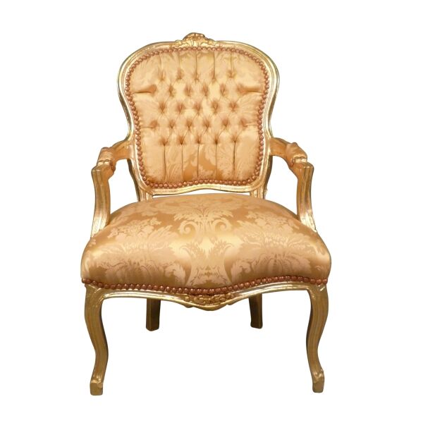 Louis XV armchair in wood and golden fabric
