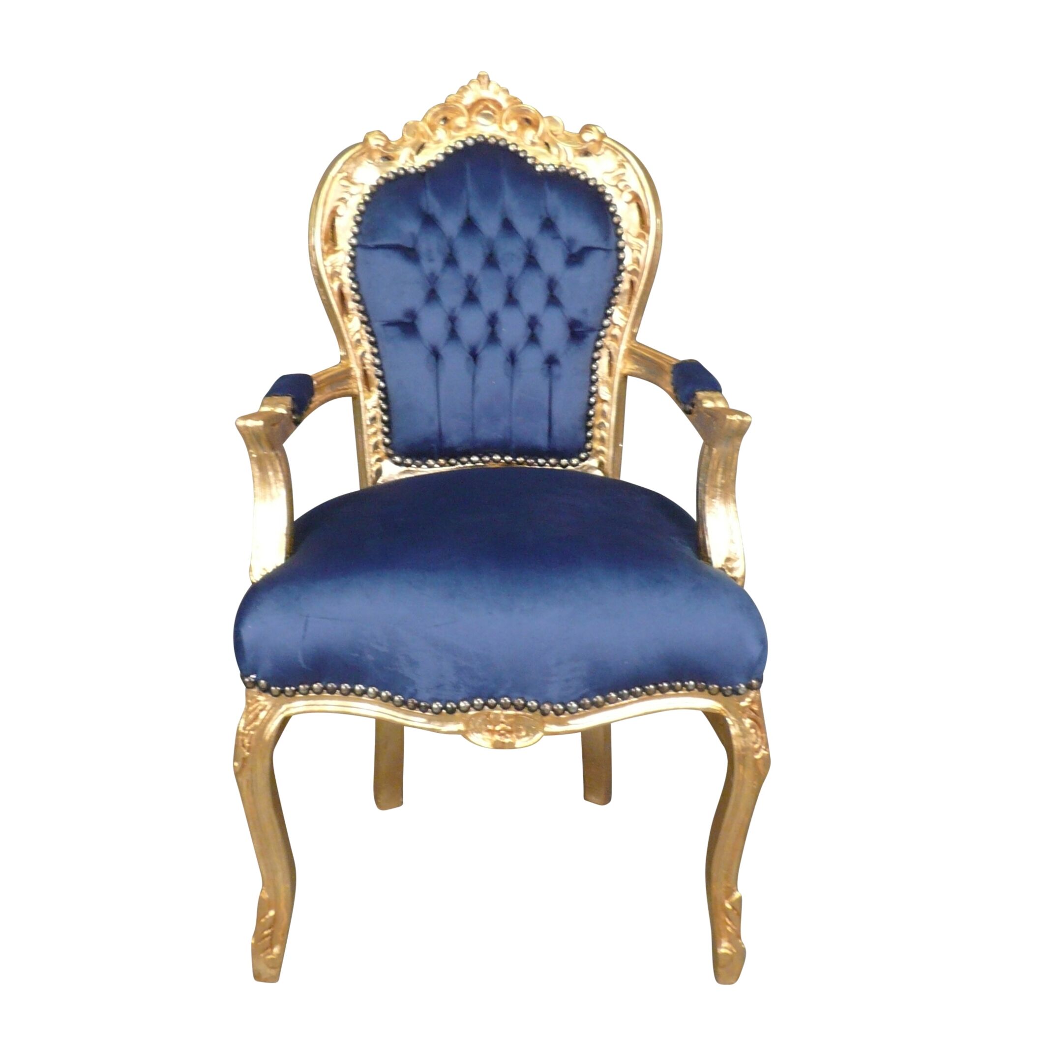 Baroque velvet armchair in blue