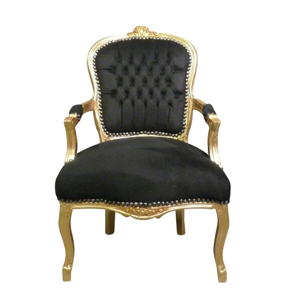 Křeslo Louis XV černé a zlacené dřevo - barokní nábytek