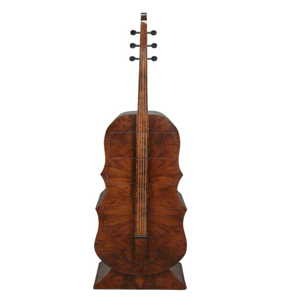 Art déco gitarr byrå i mahogny burl