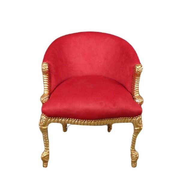 Fauteuil baroque rouge 4 pieds torsadé