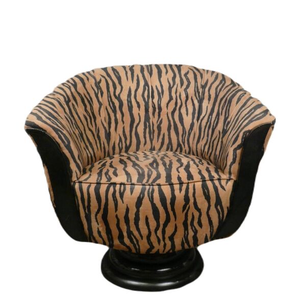 Art deco fotel Tulip zebra barna és fekete színben