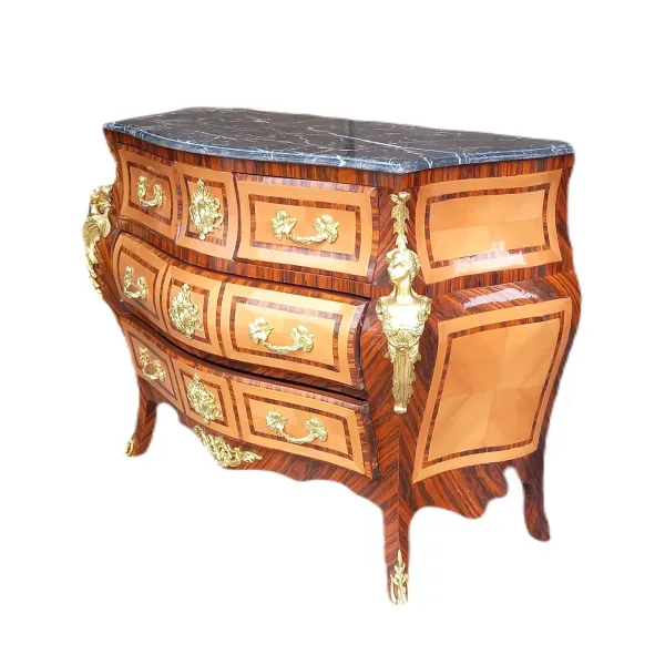 Louis XV chest of drawers - Marble and bronzes
