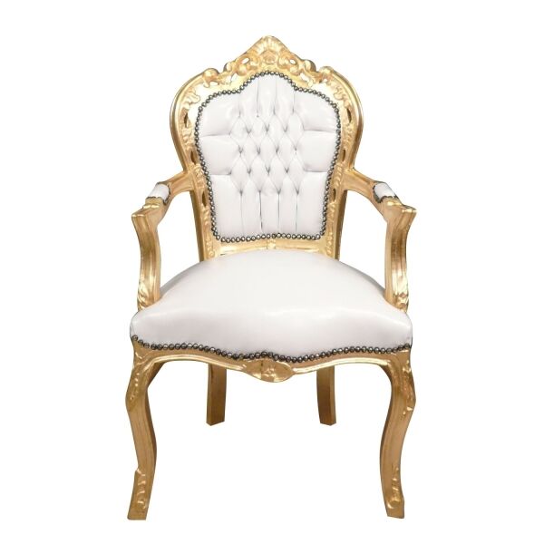 Barokfauteuil wit en goud - Gebruikte fauteuil