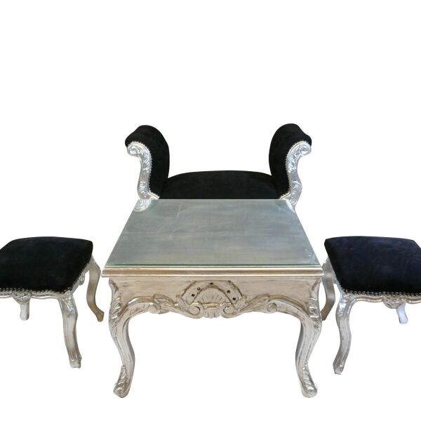 Silver baroque coffee table - Armchairs and chair