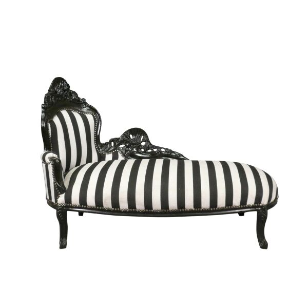 Méridienne baroque avec des rayures noires et blanches -