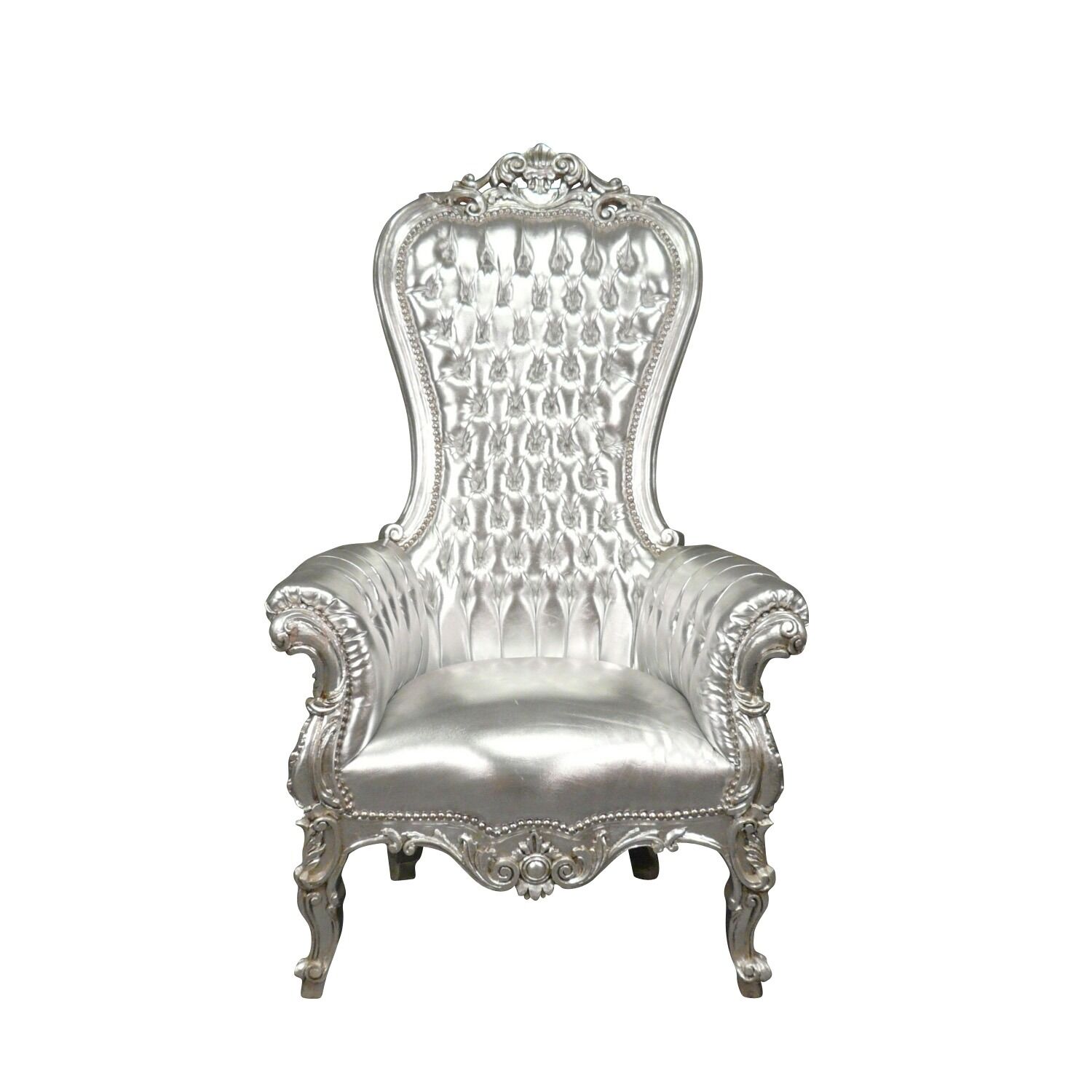 Fauteuil baroque argent modèle trône - Mobilier rococo -
