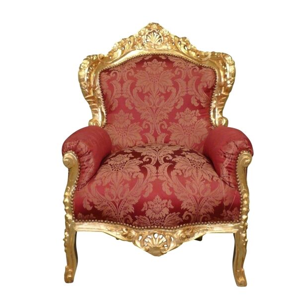 Fauteuil baroque rouge et bois doré - Meubles baroque -