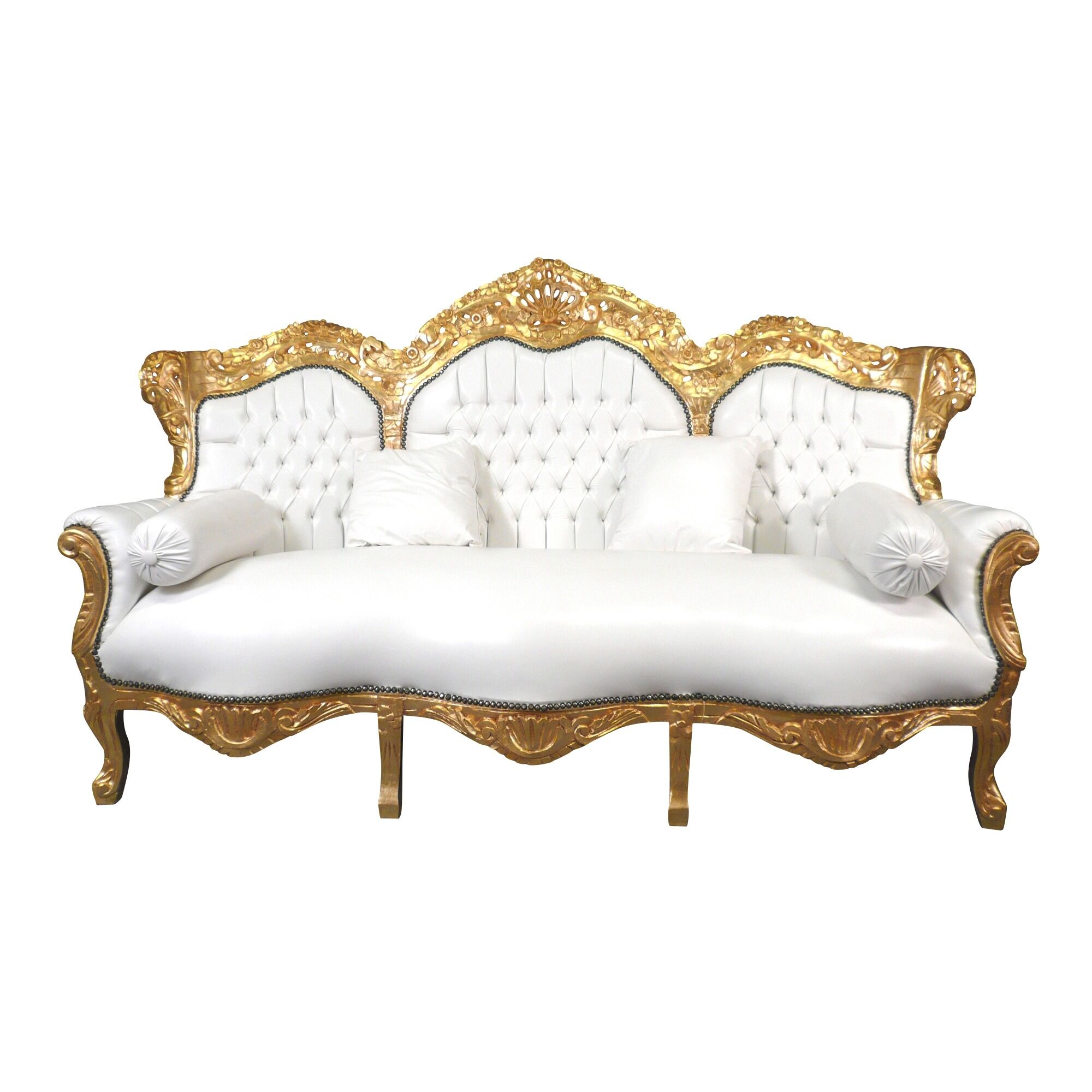 Canapé baroque blanc et doré -  Canapé baroque -  Meuble baroque