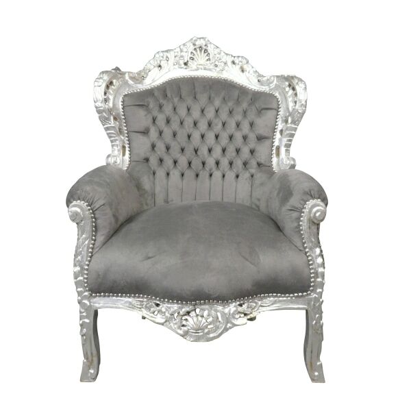 Fauteuil baroque gris souris -  Fauteuil baroque royal -  Fauteuils baroque