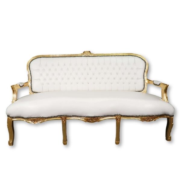 Canapé Louis XV blanc et doré - Canapé louis XV
