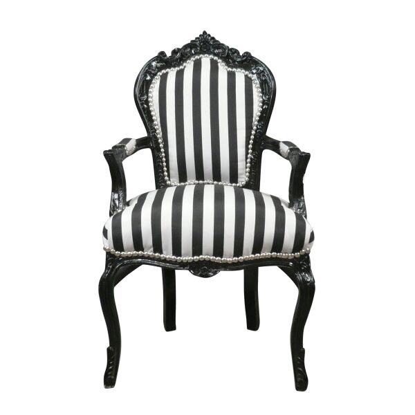 Fauteuil baroque classique avec des rayures noires et blanches - Meuble baroque